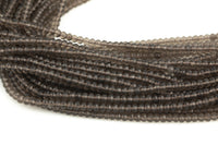 Natural Smokey Quartz High Quality in Faceted Roundel, 4x6mm - Full 15.5 Inch Strand-Full Strand 15.5 inch Strand