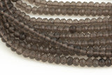 Natural Smokey Quartz High Quality in Faceted Roundel, 4x6mm - Full 15.5 Inch Strand-Full Strand 15.5 inch Strand