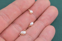 USA Gold Filled Natural Pearl Charms Drop Pendant Handmade Approx. 4x9mm.Made with Natural Freshwater Pearl and Gold Filled Wire Made in USA