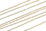 Gold Filled Cable Flat Paperclip Oval Dainty Chain 1.3mm , Wholesale, USA Made, Chain by foot Permanent Jewelry Chain