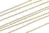 Gold Filled Cable Flat Paperclip Oval Dainty Chain 1.3mm , Wholesale, USA Made, Chain by foot Permanent Jewelry Chain