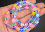 Aura Quartz Multicolor Bracelet Round Size 6mm and 8mm Handmade In USA - Natural Gemstone Crystal Bracelets - approx 7-7.5" Crystal Bracelet