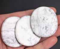 1 Pc White Howlite Palm Stone Healing Chakra Crystal Crystals Natural about 2 inch by 1.5 inches