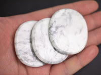 1 Pc White Howlite Palm Stone Healing Chakra Crystal Crystals Natural about 2 inch by 1.5 inches