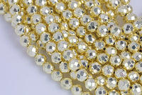 Light Gold COLOR Hematite Faceted Round- 2mm,3mm,4mm, 6mm, 8mm, 10mm-Full Strand 15.5 inch Strand