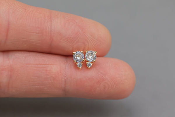 Raindrop 18kt Gold Birthstone Stud 2 Solitare Design CZ Earring- 2 pcs per order- 5x7mm BEAUTIFUL EARRINGS!