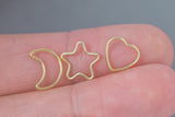 Gold Filled Star Moon and Heart Ring- 1420 Gold Filled- Made in USA- around 11mm- 2 pcs