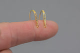 18kt Gold Earring Hook Wire CZ Earring, dainty Hoops, gold ear Hoops minimalist jewelry- 2 pcs fish hook earrings
