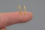 18kt Gold Earring Hook Wire CZ Earring, dainty Hoops, gold ear Hoops minimalist jewelry- 2 pcs fish hook earrings