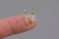 18kt Gold Earring Hook Wire CZ Earring, dainty Hoops, gold ear Hoops minimalist jewelry- 2 pcs fish hook earrings