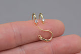 18kt Gold Earring Hook Wire CZ Earring, dainty Hoops, gold ear Hoops minimalist jewelry- 2 pcs fish hook earrings