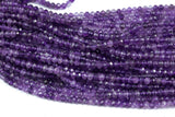 Natural Amethyst High Quality in Diamond Cut Faceted Roundel, 2x4mm - Full 15.5 Inch Strand-Full Strand 15.5 inch Strand