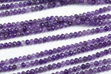 Natural Amethyst High Quality in Diamond Cut Faceted Roundel, 2x4mm - Full 15.5 Inch Strand-Full Strand 15.5 inch Strand