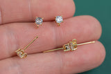 Gold Plated Brass CZ Stud-4mm Earring Post -Brass earring shape earring Pendant Brass earring findings jewelry supply