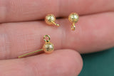 Earring findings ball stud earring finding 4mm and 5mm ball studs earring hook textured brushed gold plated