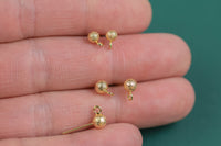 Earring findings ball stud earring finding 4mm and 5mm ball studs earring hook textured brushed gold plated