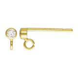 Minimalist Birthstone Earring- Gold Filled Stud Earring, 14k Gold Filled, Made in USA, Tiny Gold Earring- Sold in Pairs