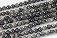 Natural Silver Obsidian Beads 6mm 8mm 10mm AAA High Quality 15.5" Strand Gemstone Beads