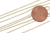 Gold Filled Cable Flat Paperclip Oval Dainty Chain 1.3mm , Wholesale, USA Made, Chain by foot Permanent Jewelry Chain