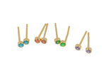 Minimalist Birthstone Earring- Gold Filled Stud Earring, 14k Gold Filled, Made in USA, Tiny Gold Earring- Sold in Pairs