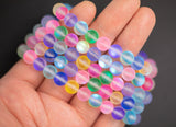 Aura Quartz Multicolor Bracelet Round Size 6mm and 8mm Handmade In USA - Natural Gemstone Crystal Bracelets - approx 7-7.5" Crystal Bracelet