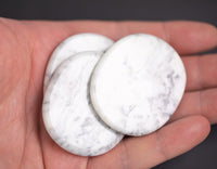 1 Pc White Howlite Palm Stone Healing Chakra Crystal Crystals Natural about 2 inch by 1.5 inches