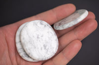 1 Pc White Howlite Palm Stone Healing Chakra Crystal Crystals Natural about 2 inch by 1.5 inches