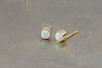 Opal Stud Gold Filled Earring- Gold Filled Stud Earring, 14k Gold Filled, Made in USA, Tiny Gold Earring- 2 pcs