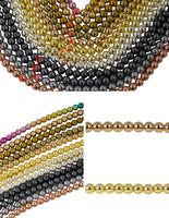 Assorted Hematite Smooth Round Beads - Hematite Plated in 6mm 8mm 10mm Full Strand 16" AAA Quality