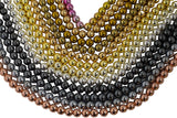 Assorted Hematite Smooth Round Beads - Hematite Plated in 6mm 8mm 10mm Full Strand 16" AAA Quality