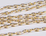 18K Gold Plated and White Enamel Plated Copper Chunky Thick Colorful Oval Link Chain By The Foot Summer Jewelry Making/Designs- 10x13mm