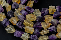 Natural New Organic Cut Matte Rough Raw Unpolished Citrine Amethyst 15-16mm Nugget Beads 15.5" Strand Gemstone Beads