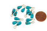 USA Gold Filled Natural Turquoise Charms Drop Pendant Handmade Approx. 6x16mm.Made with Natural Turquoise and Gold Filled Wire Made in USA