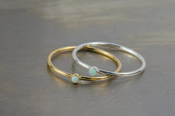 Minimalist Opal Ring - Gold Filled Opal Stack Ring, 14k Gold Filled Ring, Made in USA, Thin Gold Ring- Wholesale Pricing- Limited time