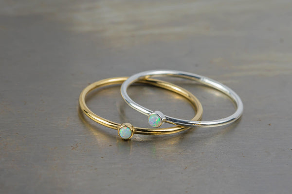 Minimalist Opal Ring - Gold Filled Opal Stack Ring, 14k Gold Filled Ring, Made in USA, Thin Gold Ring- Wholesale Pricing- Limited time