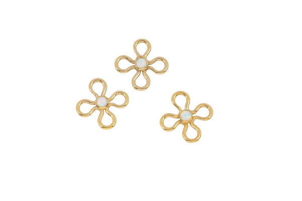 Opal Gold Filled Flower Clover Cross CCZ Charm- 14/20 Gold Filled- USA Product-7.5mm- 1 piece per order