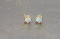 Opal Stud Gold Filled Earring- Gold Filled Stud Earring, 14k Gold Filled, Made in USA, Tiny Gold Earring- 2 pcs