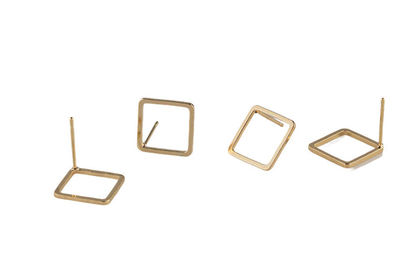 2pc 18kt Gold Earrings Square Earrings- 2 pcs Per order- 12mm Earring