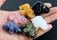 1 Pc Elephant Onyx Sodalite Rose Quartz Bloodstone Opalite Yellow Jade Animal Figurine Super Cute about 2"