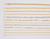 18" 14K Gold Necklaces for Layering - Singapore Rolo Cuban Curb Paperclip Chain