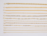 18" 14K Gold Necklaces for Layering - Singapore Rolo Cuban Curb Paperclip Chain