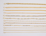 18" 14K Gold Necklaces for Layering - Singapore Rolo Cuban Curb Paperclip Chain