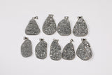Platinum Quartz Druzy Pendant Silver Toned Bezel about 2 inches by 1 inch - sizes will vary