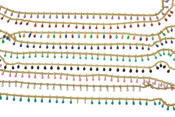 Dainty Multi color Enamel Rolo Cable Paperclip Chain by Yard, Link Cable Thick Elongate Chain, Wholesale bulk Roll Chain Jewelry