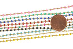 Dainty Multi color Enamel Satellite Paperclip Chain by Yard, Link Cable Chain, Wholesale bulk Roll Chain Jewelry