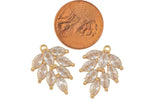 1pc 18k Gold Leaf Charm Necklace Charm- CZ - 17x21mm- 1 pc per order