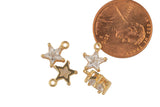 1pc 18k Gold Star Charm Necklace Charm- CZ - 7x10mm- 1 pc per order