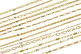 Gold Filled Chain by the Foot - USA Made -Beaded Chain, Satellite Chain, Bar chain, Cable chain, Perfect For Permanent Jewelry - Made in USA