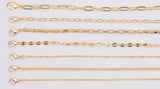 18" 14K Gold Necklaces for Layering - Singapore Rolo Cuban Curb Paperclip Chain