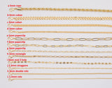 18" 14K Gold Necklaces for Layering - Singapore Rolo Cuban Curb Paperclip Chain